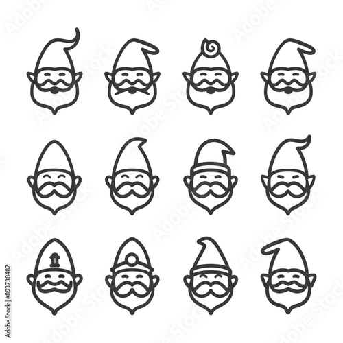 minimalist line art icon dwarf collection set logo symbol