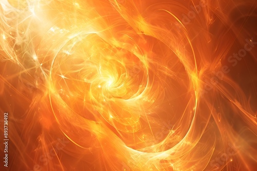 Fiery Swirling Abstract Explosion of Intense Orange and Yellow Flames with Glowing Embers and Combustion Effects photo