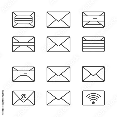 minimalist line art icon email collection set logo symbol