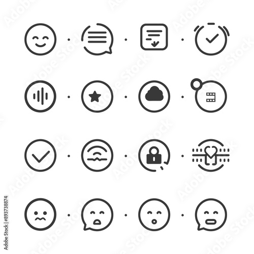 minimalist line art icon feedback collection set logo symbol