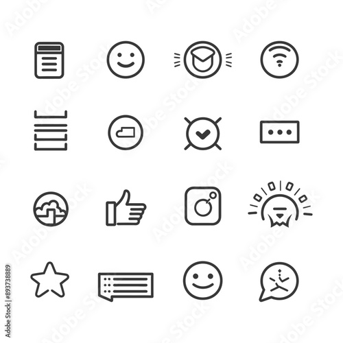 minimalist line art icon feedback collection set logo symbol