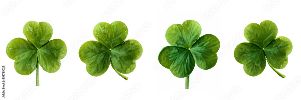 green lucky clover and shamrock isolated on transparent background green lucky clover and shamrock isolated on transparent background