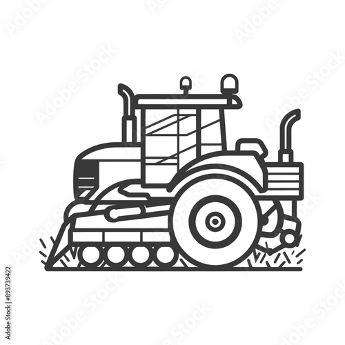 agricultural machine minimalist line art icon logo symbol