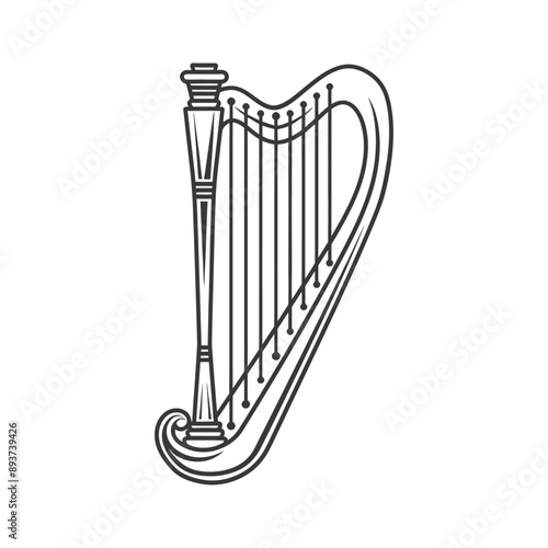 ancient harp minimalist line art icon logo symbol