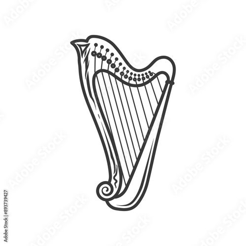 ancient harp minimalist line art icon logo symbol
