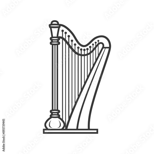 ancient harp minimalist line art icon logo symbol