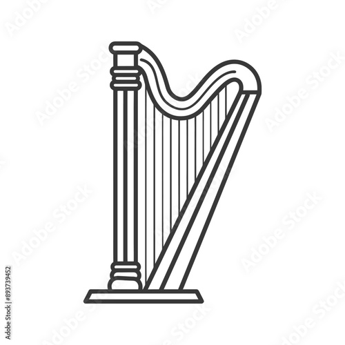 ancient harp minimalist line art icon logo symbol