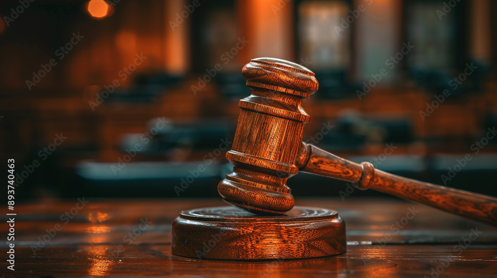 Wooden gavel lay upon the table. Wooden gavel lay upon the table.