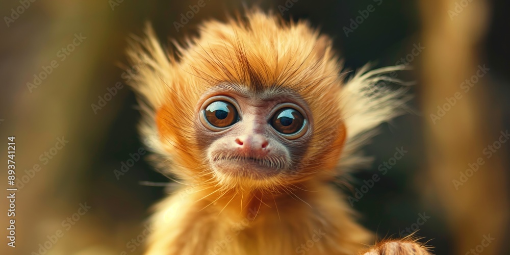 A cute small primate in an outdoor area is captured making a funny face A cute small primate in an outdoor area is captured making a funny face