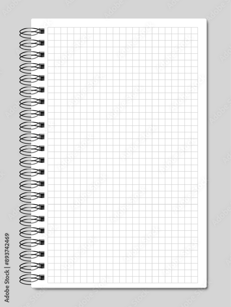 notebook grid paper pages vertical single with shadow notebook grid paper pages vertical single with shadow