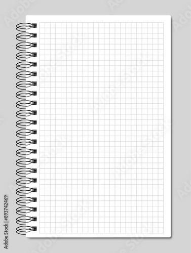 notebook grid paper pages vertical single with shadow