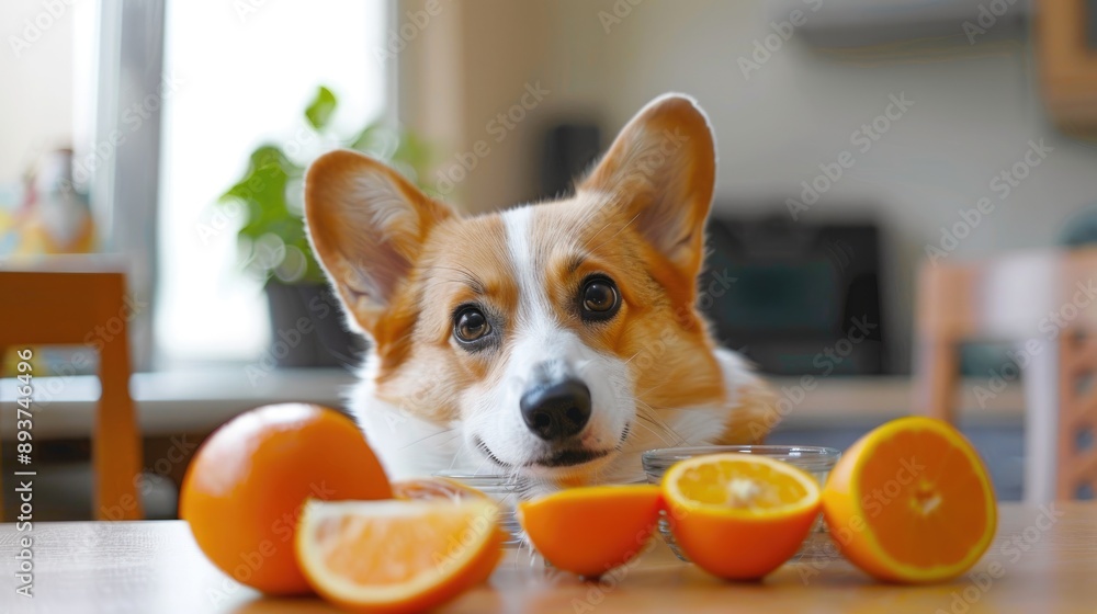 Corgi Dog Displays Table Manners Prefers Citrus Fruits Corgi Dog Displays Table Manners Prefers Citrus Fruits