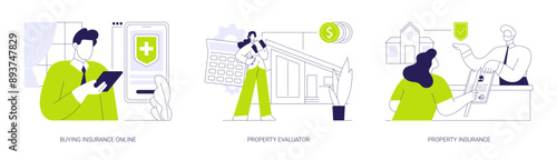 Insurance industry abstract concept vector illustrations.