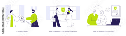 Insurance company service abstract concept vector illustrations.