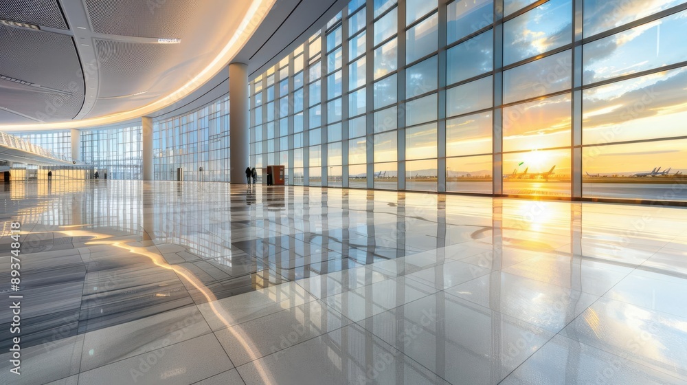 A modern, spacious interior with floor-to-ceiling windows showcasing a vibrant sunset. The polished floor reflects the warm light, creating a sense of tranquility. A modern, spacious interior with floor-to-ceiling windows showcasing a vibrant sunset. The polished floor reflects the warm light, creating a sense of tranquility.