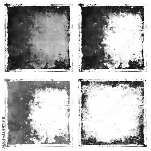 Vintage grey photo filter overlay grunge paper texture on transparent background