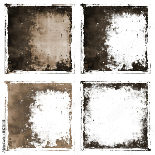 Vintage sepia photo filter overlay grunge paper texture on transparent background