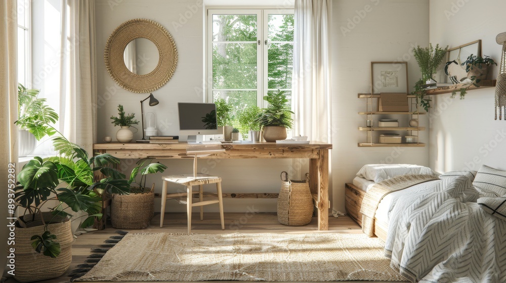 Cozy Scandinavian Hygge Workspace with Natural Light and Inviting Decor for Remote Work or Study Cozy Scandinavian Hygge Workspace with Natural Light and Inviting Decor for Remote Work or Study