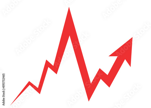 Business arrow rebound from deep fall, economic boom after great recession, red arrow (1)