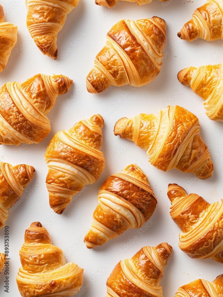 Top down view of freshly baked delicious croissants. Bakery, pastry and breakfast concept dessert background design. Top down view of freshly baked delicious croissants. Bakery, pastry and breakfast concept dessert background design.
