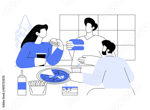 Fast food restaurant isolated cartoon vector illustrations.