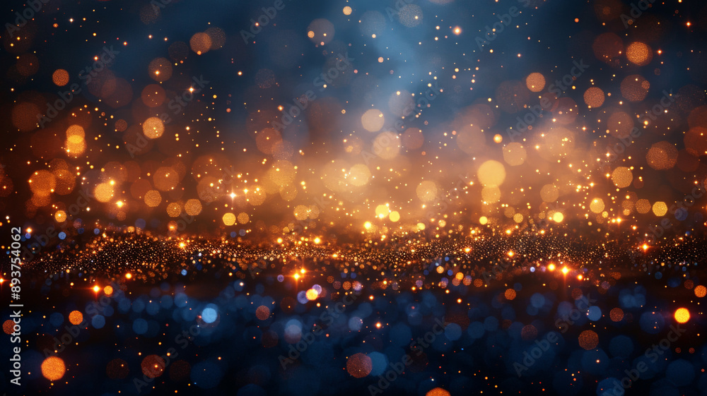 Obraz premium Shiny dark background with gold sparkles