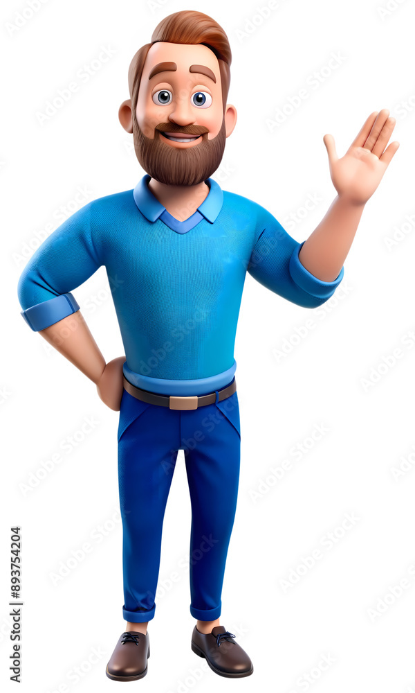 Cheerful Cartoon Man Waving Hand Cheerful Cartoon Man Waving Hand