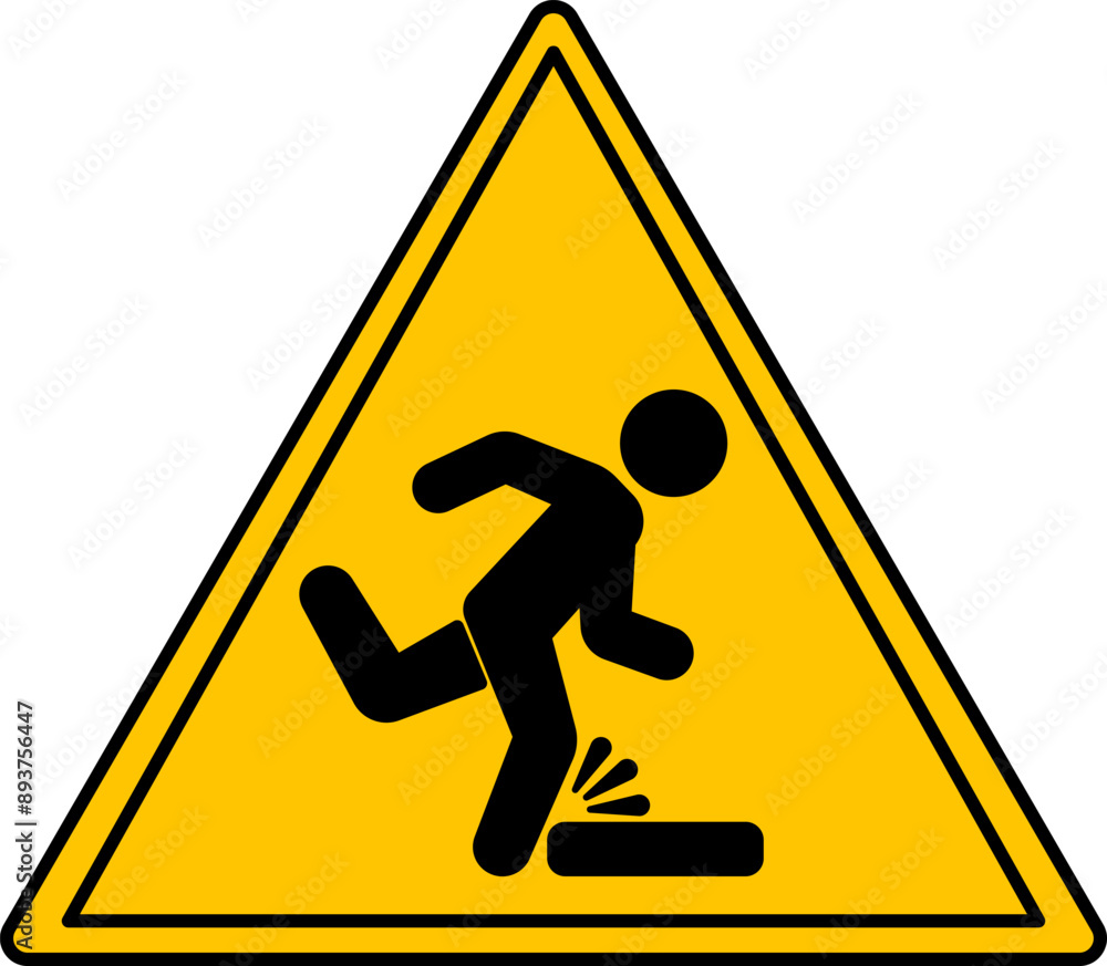 Yellow Tripping Hazard Sign. Vector Icon. Falling Man. Danger Warning Sign Yellow Tripping Hazard Sign. Vector Icon. Falling Man. Danger Warning Sign