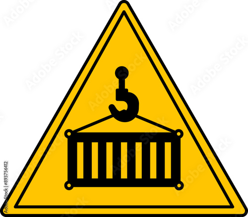 Yellow Sign of Suspended Load. Vector Icon. Danger Warning Sign