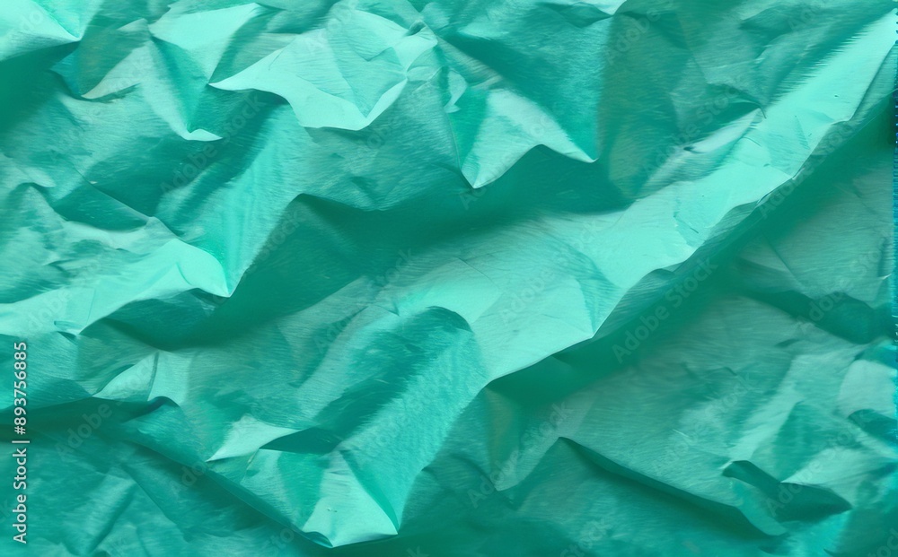 Fototapeta premium abstract background, wrinkled turquoise color textured paper