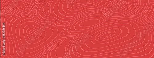 Beef or pork meat texture. Salmon, tuna or sushi structure. Fresh fillet macro view. Wavy lines and circles on red background. Vector flat illustration.