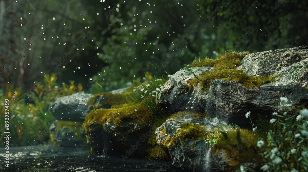 Nature's Tears Serene Raindrops on MossCovered Rocks in Enchanted Forest Atmospheric Closeup Image of Rainy Day Tranquility and Organic Beauty Ideal for Environmental Nature and Weather Concepts Nature's Tears Serene Raindrops on MossCovered Rocks in Enchanted Forest Atmospheric Closeup Image of Rainy Day Tranquility and Organic Beauty Ideal for Environmental Nature and Weather Concepts