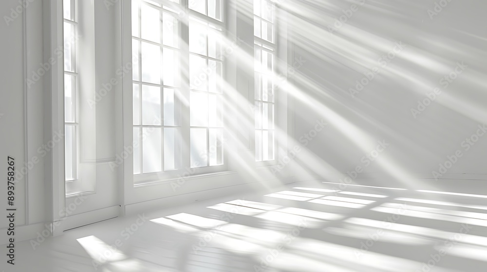 Fototapeta premium Minimalist Interior Design with White Pots and Sunlight