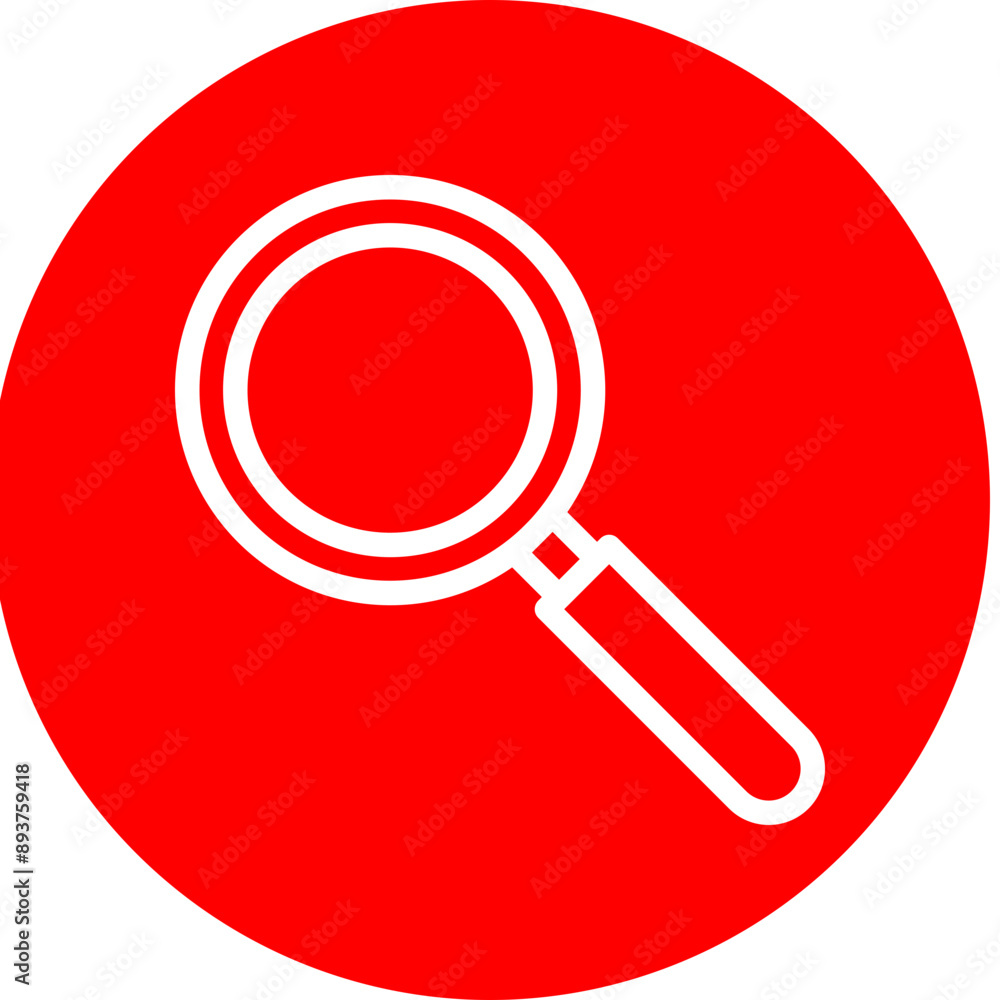 Magnifying glass Vector Line White Circle Red Magnifying glass Vector Line White Circle Red