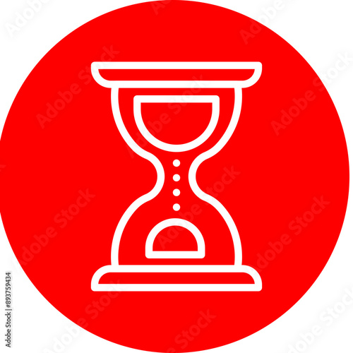 Hourglass Vector Line White Circle Red