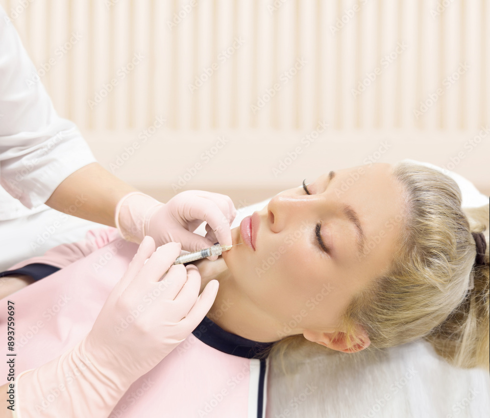 Concept of rejuvenation.Volume lifting.Hyaluronic acid injections for specific areas.Lip augmentation with hyaluronic acid fillers Concept of rejuvenation.Volume lifting.Hyaluronic acid injections for specific areas.Lip augmentation with hyaluronic acid fillers