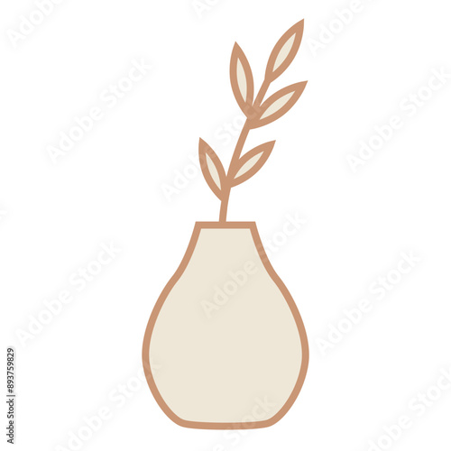 Vase with plant line icons. Ceramic flowerpots fors interior design element. Vector.