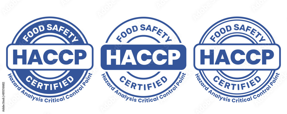 HACCP Hazard Analysis Critical Control Points, Food Safety system, logo, badge, icon, sticker, label, emblem, stamp, symbol, green, golden, flat vector, isolated illustration. HACCP Certified. HACCP Hazard Analysis Critical Control Points, Food Safety system, logo, badge, icon, sticker, label, emblem, stamp, symbol, green, golden, flat vector, isolated illustration. HACCP Certified.