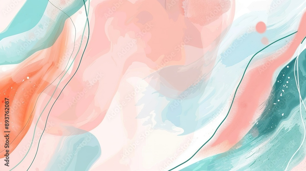 Fototapeta premium Abstract Watercolor Painting With Pink, Green, and White Swirls