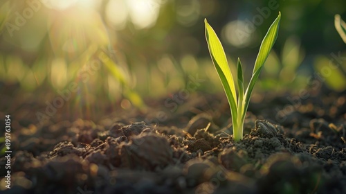 Burgeoning Beauty Macro Shot of Sprouting Wheat Grain Symbolizing Agricultural Growth and Prosperity