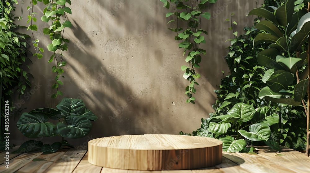 Wooden Platform Surrounded by Lush Greenery Wooden Platform Surrounded by Lush Greenery