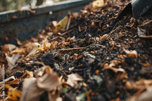 Wallpaper Mural Close-up of a compost pile with decaying organic matter, leaves, and soil, demonstrating natural recycling and sustainable gardening practices. Torontodigital.ca