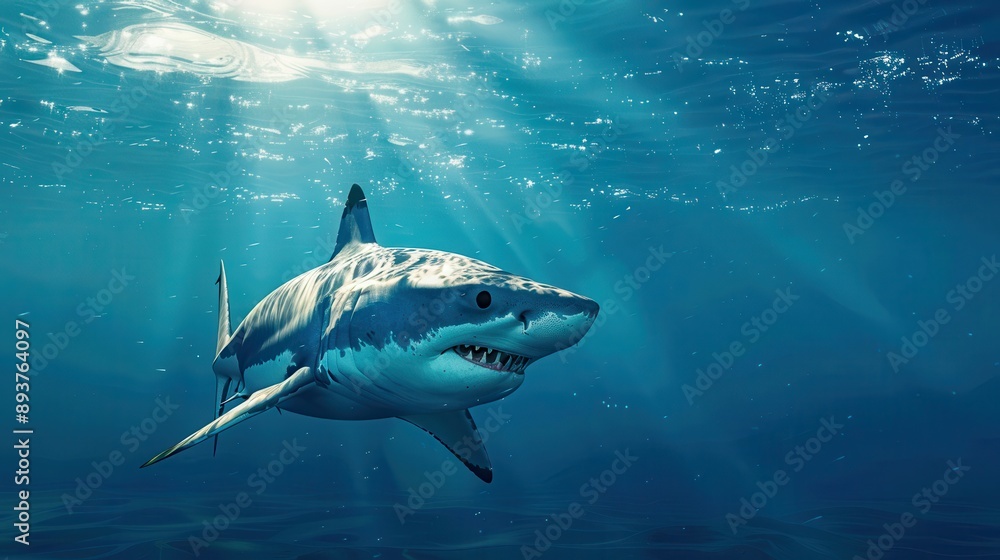 Fototapeta premium Shark swimming in the ocean. Makro photography.