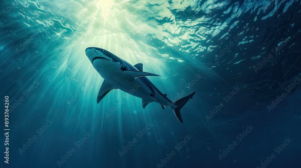Fototapeta premium Shark swimming in the ocean. Makro photography.