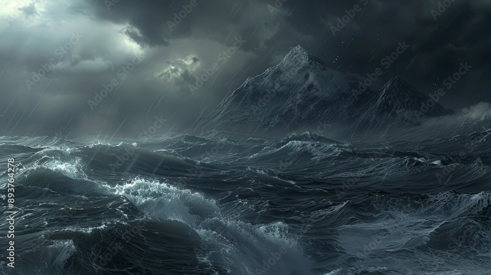Raging Seas Captivating Coastal Storm with Dramatic Waves and Moody Sky Stock Image of Nature's Fury and Power Raging Seas Captivating Coastal Storm with Dramatic Waves and Moody Sky Stock Image of Nature's Fury and Power