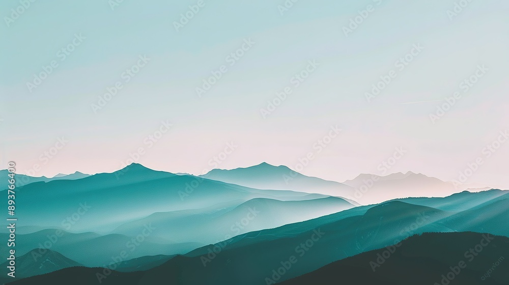 Obraz premium Misty Mountain Range in the Early Morning Light