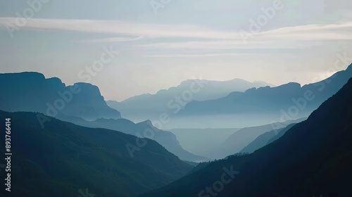 Blue Mountains Silhouettes in Early Morning Mist © Ruslan