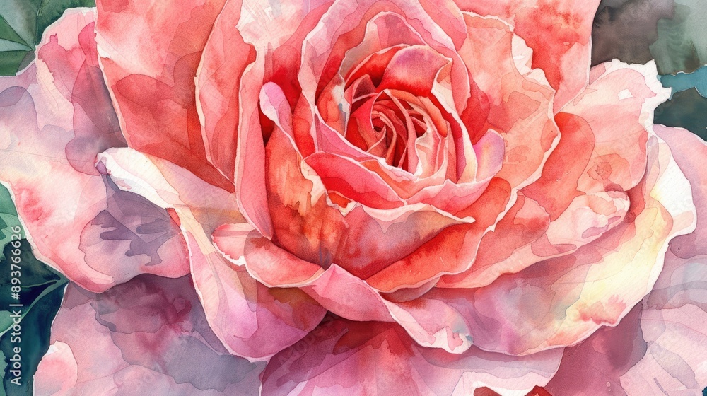 Detailed watercolor illustration of a pink rose. Detailed watercolor illustration of a pink rose.