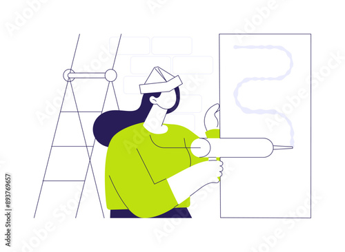 Install wallboards abstract concept vector illustration.