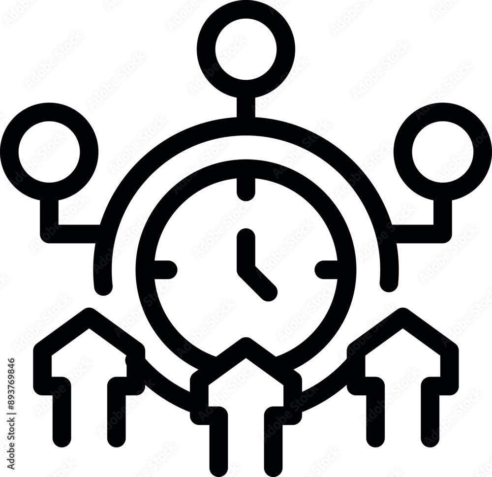 Stylized clock is managing time and growth, with upward arrows symbolizing success Stylized clock is managing time and growth, with upward arrows symbolizing success